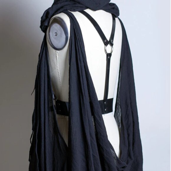 Apatico Draped Cape Harness Black Vegan Leather - Picture 3 of 4